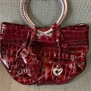 Brighton Burgundy Croc-Embossed Shoulder Bag